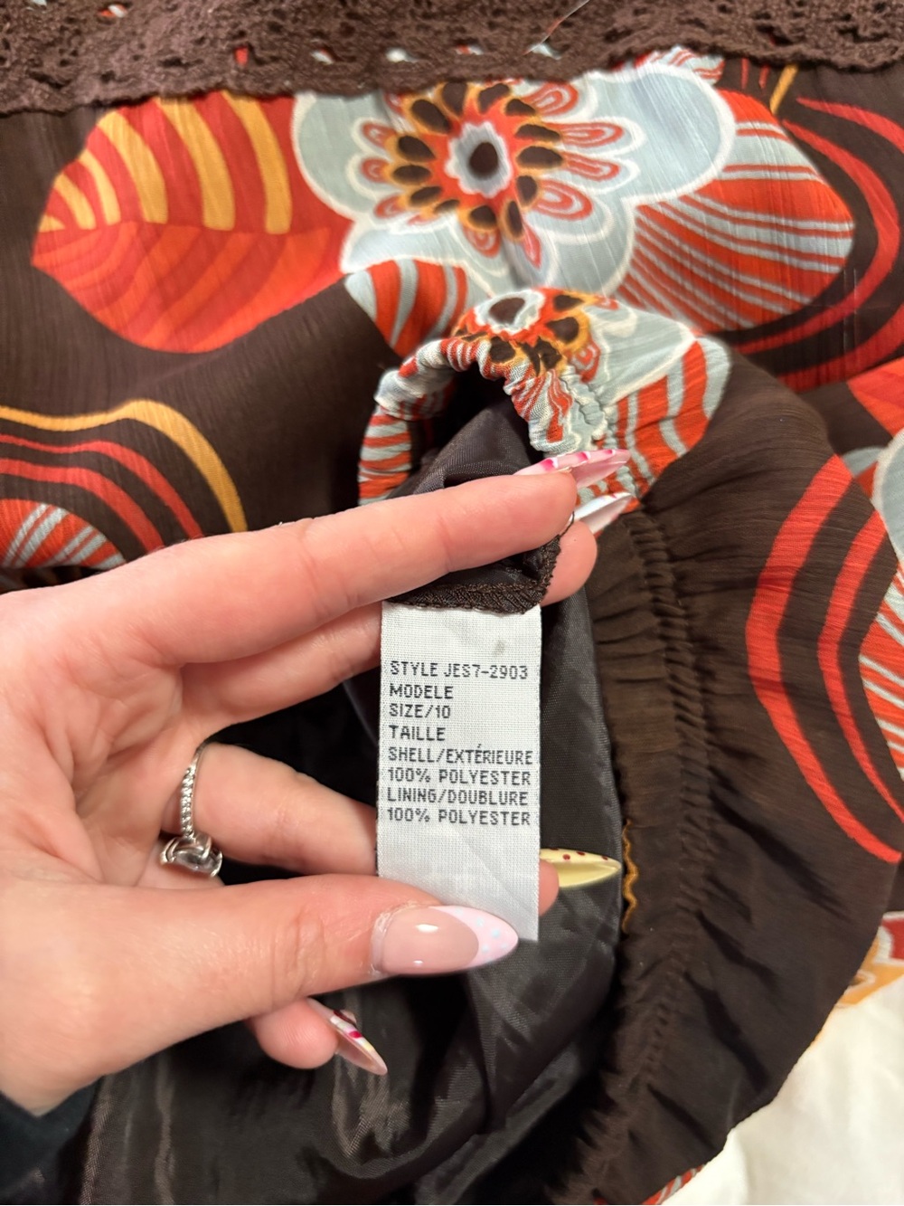 Jessica Brown Midi Skirt with Orange, Blue and Cream Floral Print - Picture 5 of 5